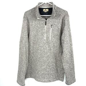 Woolrich Mens Pullover Size XL Half Zip Pullover Sweater Jacket Light Gray